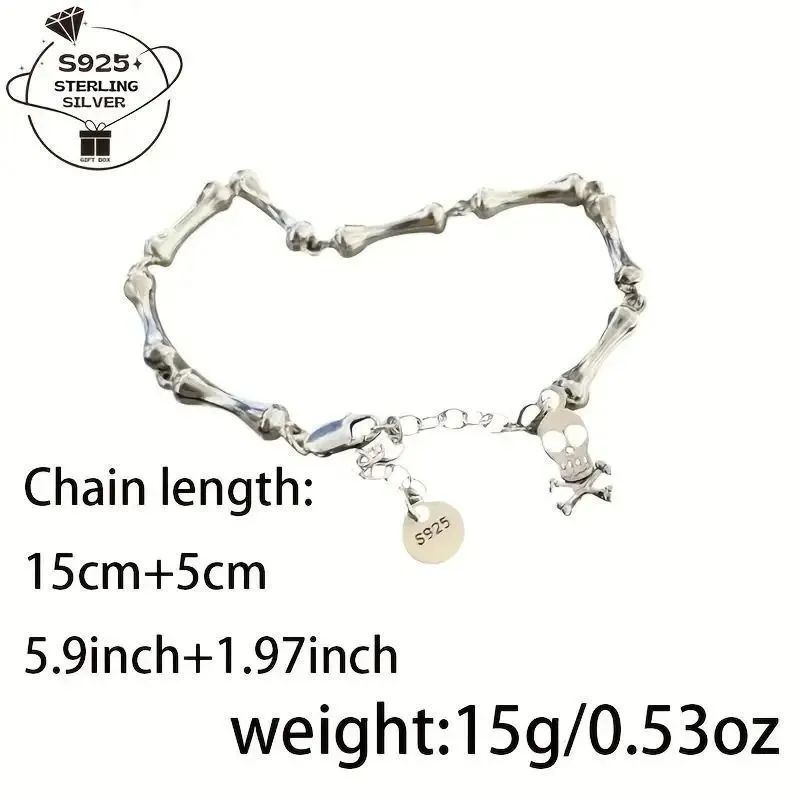 925シルバーブレスレット スカル ボーン S925 silver 骨 骸骨
