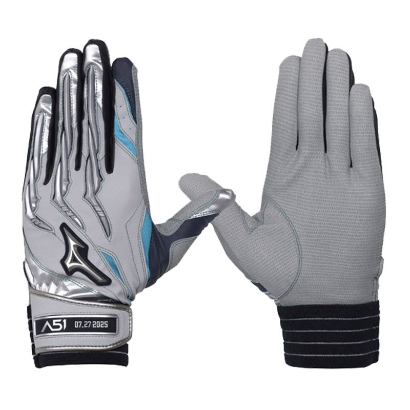 ミズノプロ シリコンパワーアークA 51 外出受注オリジナルモデル 両手用 野球 手袋 バッティンググローブ バッテ 05グレー×シルバー