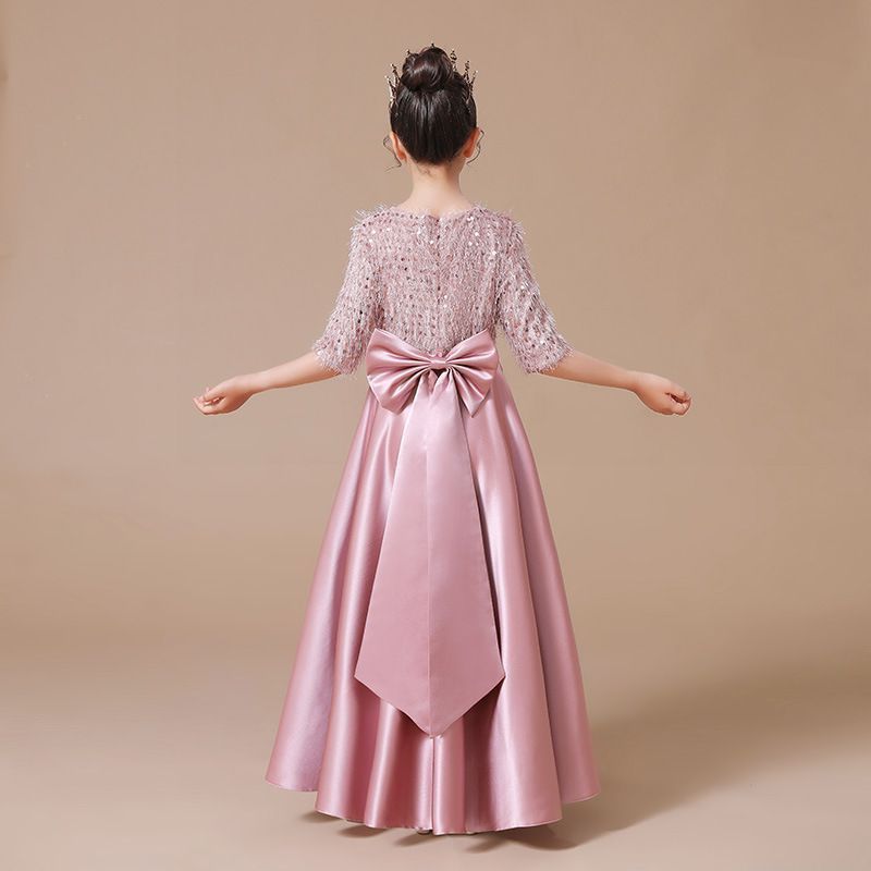 【新品未使用】子供ドレス 女の子ドレス半袖　 KIDS　dressピアノ発表会ドレス 女の子ドレス 結婚式 演奏会 フォーマル キッズドレス 入学式 撮影用 子ども服 パーティードレス 110 120 130 140 150