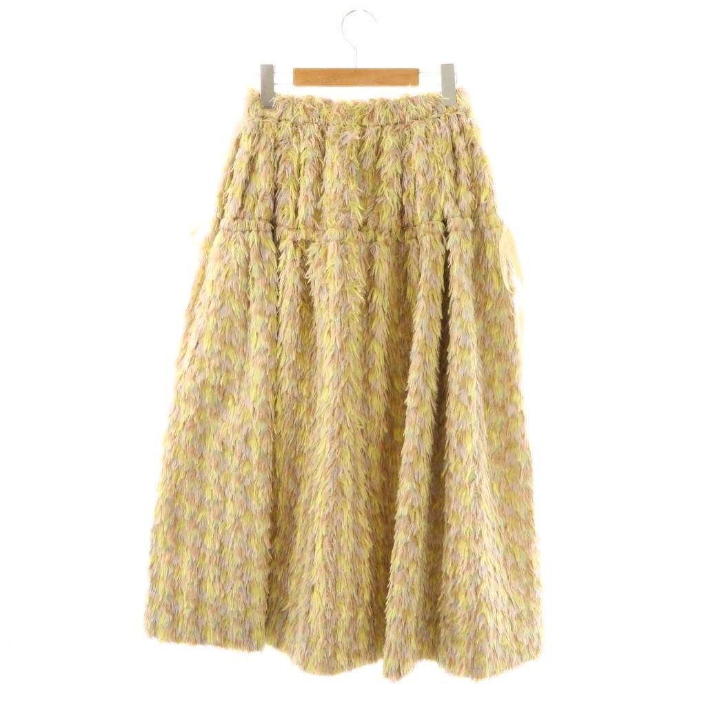 ブラミンク BLAMINK R PE S FRINGE GATH スカート ロング 36 イエロー HK OS