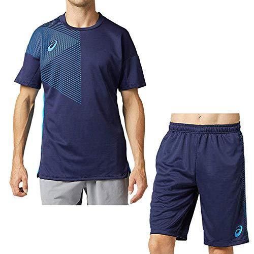 アシックス(ASICS) サッカー プラクティス半袖トップ＆ショーツ 上下セット 2101A064-400  ピーコート XLサイズ