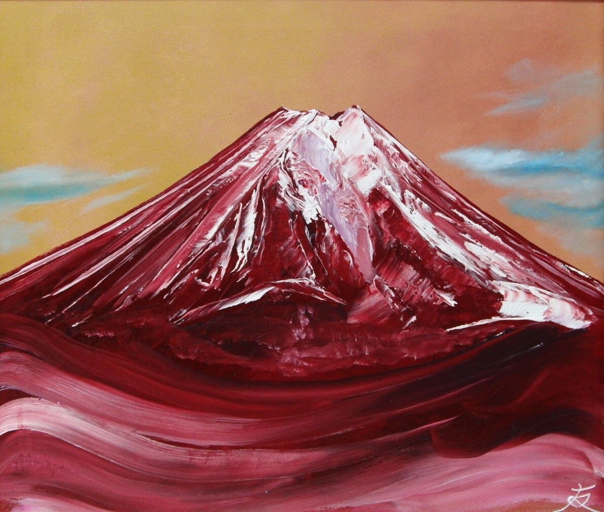 真作】絵画 墨彩（色紙） 山水画 風雅な墨の世界 伝統技法の一作 W89