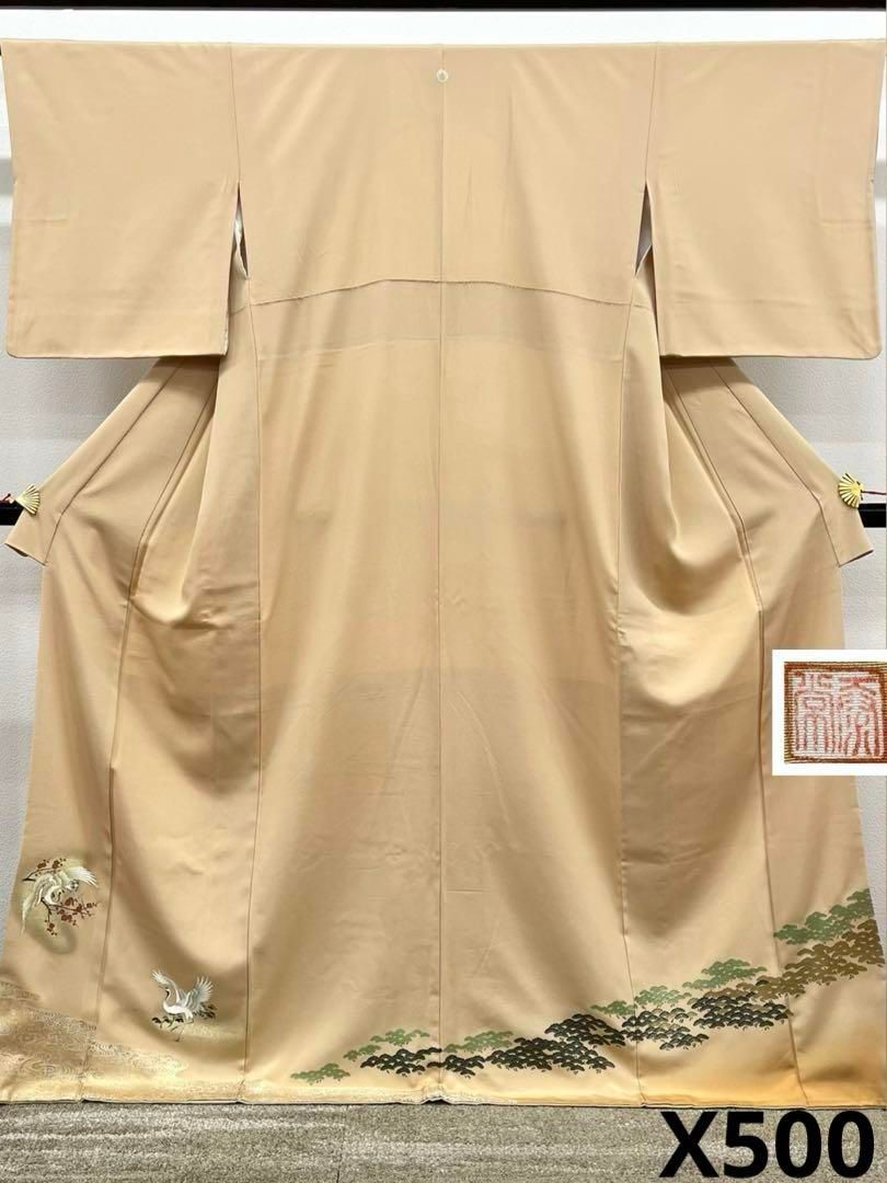 色留袖 琳派 作家物 落款入 一つ紋 鶴 鳥 金彩 正絹 X500