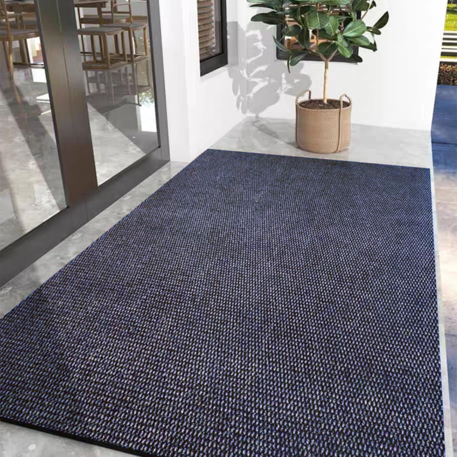 Color:グレー_Size:90cm*150cm 玄関マット キッチンマット屋外 室内 滑り止め 業務用 無地 大判 マット シンプル 泥落とし 足ふきマット（グレー90*150）