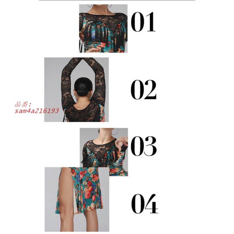 テンダンス ダンス衣装 演技服 レース ワンピース イベント タンゴ服 ダンスウエア モダンドレス 花柄 ワルツパーティー用 am4a216193