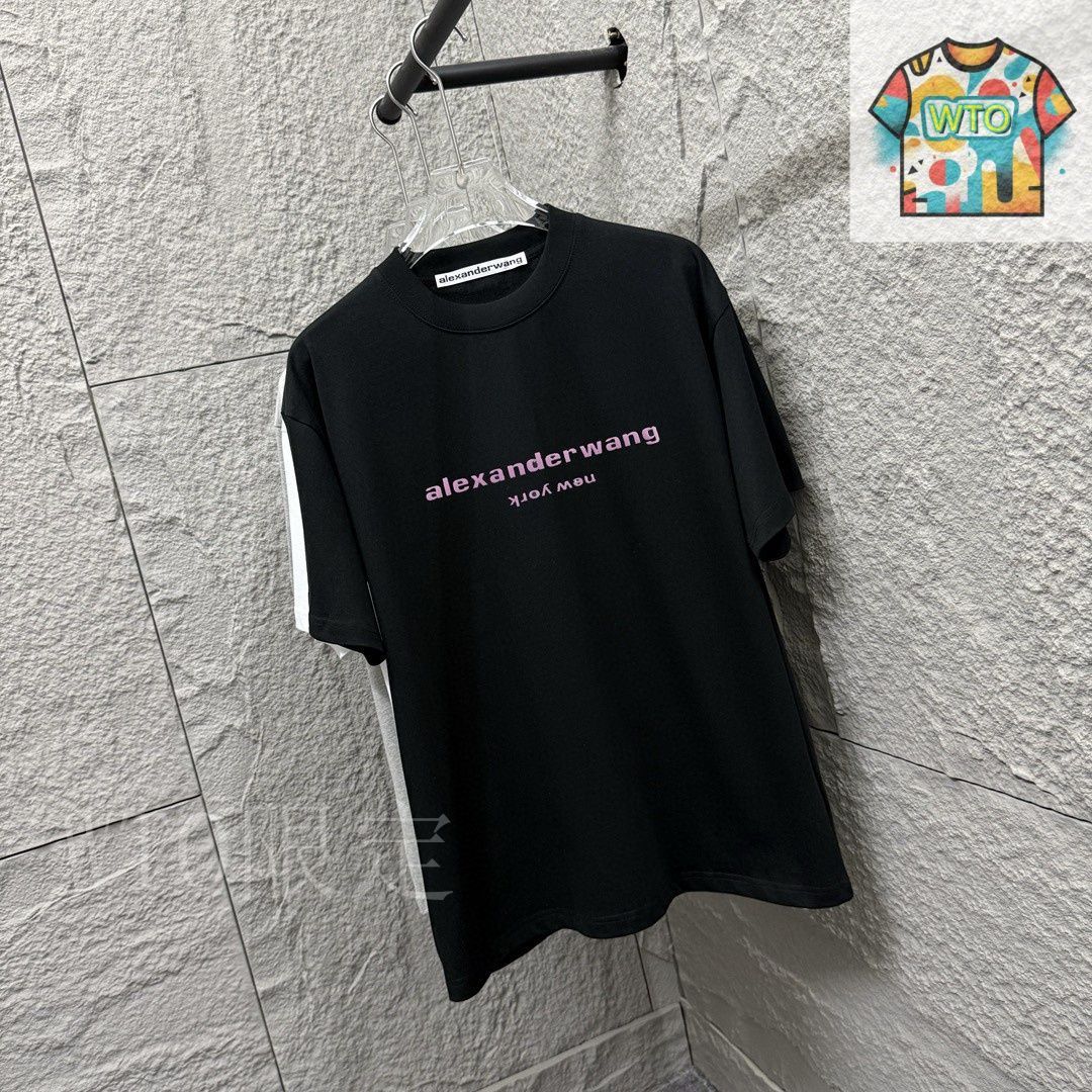 今日特価】Alexander Wang ピンク文字 WANG 発泡加工 T シャツ