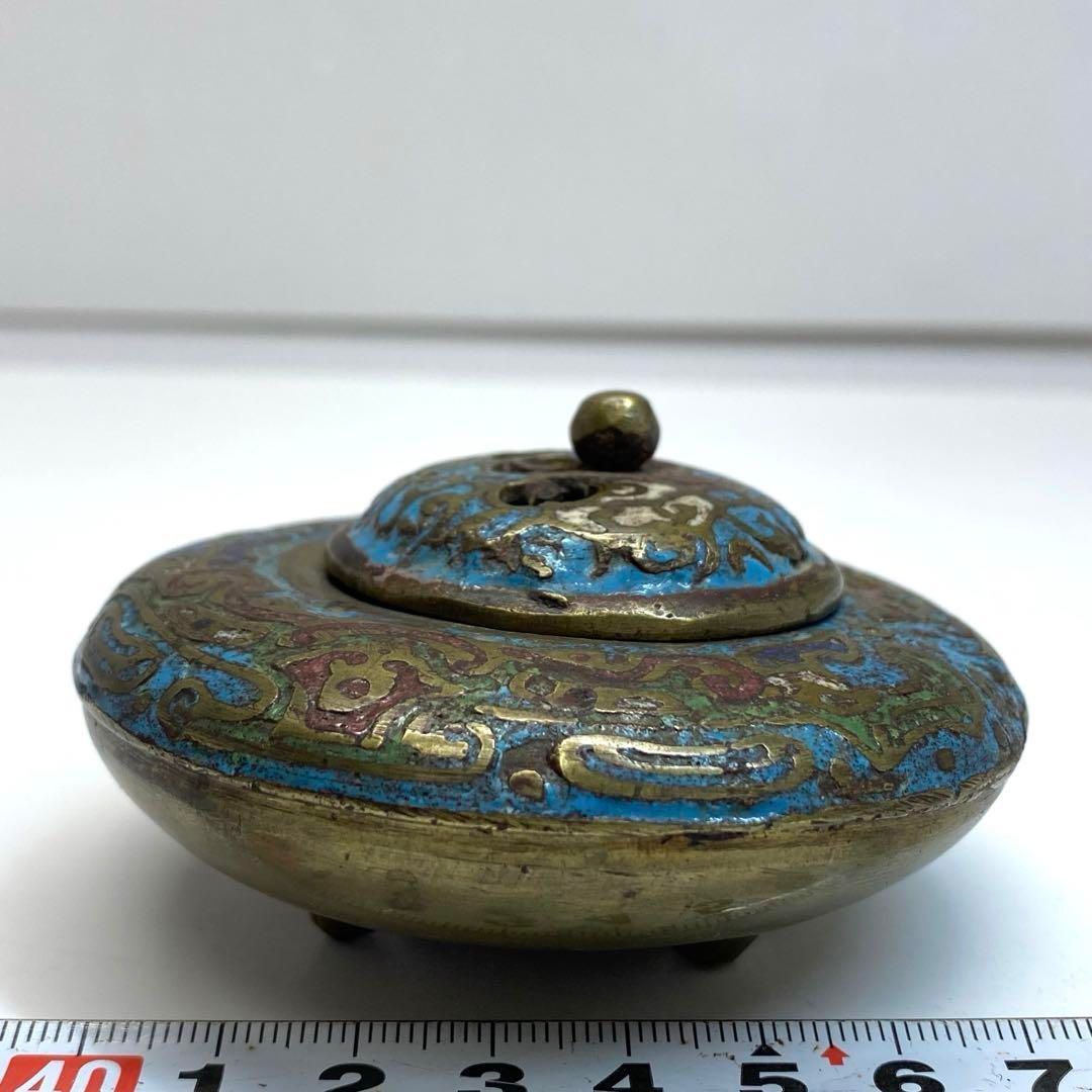 時代 七宝香炉 共箱 タカサ 直径8.4㎝ 東な6-0503