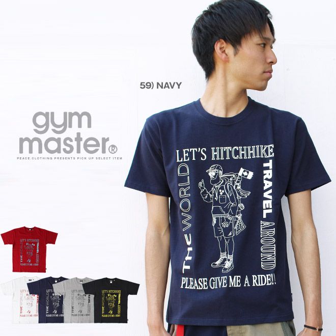 【gym master】HITCHHIKE TEE ロゴTee コットン クルーネック ジムマスター Tシャツ メンズ 半袖 クルーネック カットソー ユニセックス フェス 【メンズ/レディース】【メール便 可】【S/S】〇 01）