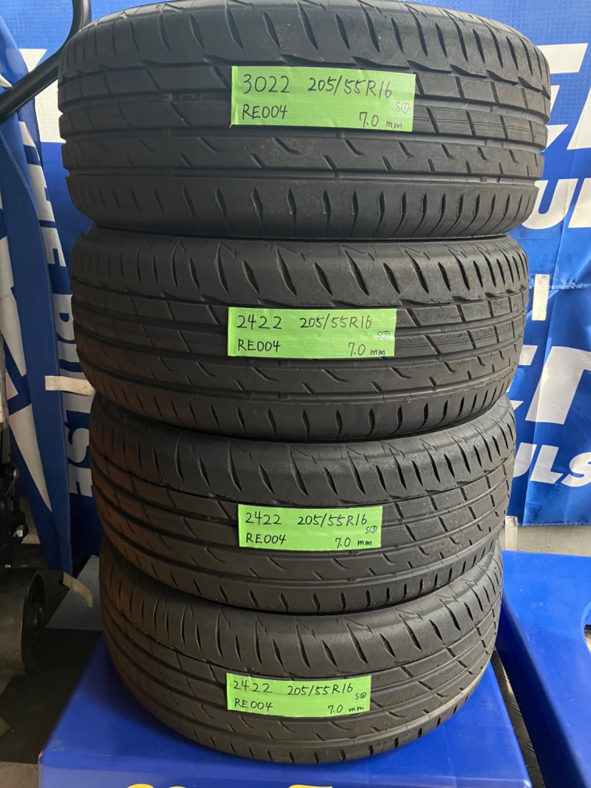 ［送料込み］205/55R16 BRIDGESTONE POTENZA Adrenalin RE004 ブリヂストン ポテンザ アドレナリン  RE004 2022年製 中古タイヤ4本