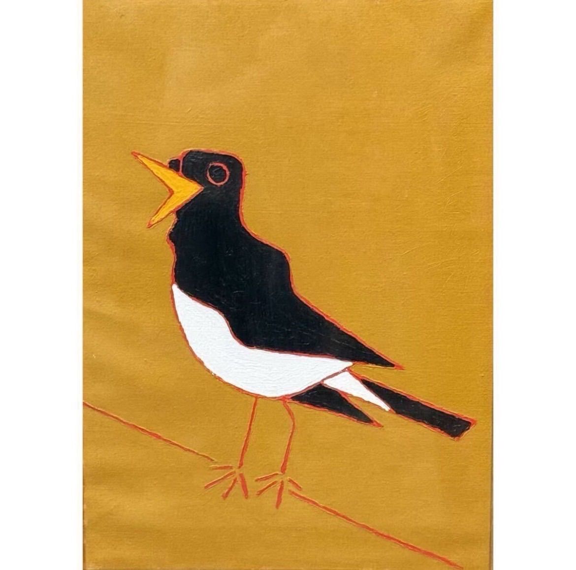 熊谷守一 くろつぐみ 油彩 共シール 文化勲章