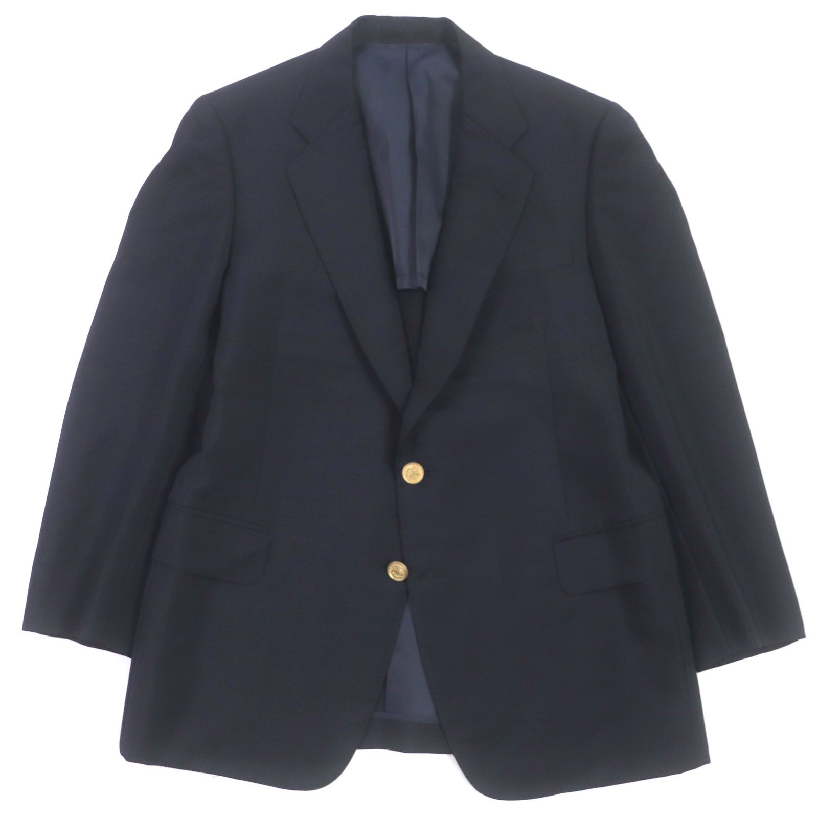 極美品▽Burberrys バーバリー ヴィンテージ モヘア混 金ボタン 紺  