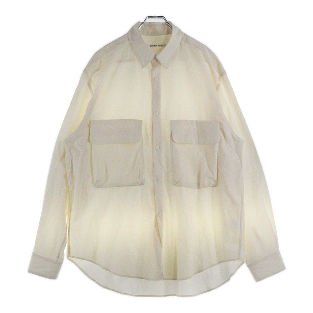 seven by seven セブン バイ セブン FLAT COLLAR SHIRT S|S フラットカラー フロントポケット 長袖シャツ オフホワイト