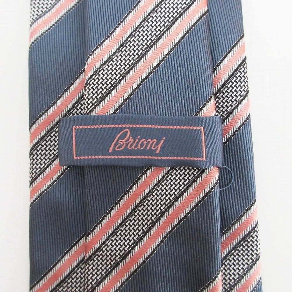 良品Brioni⁄ブリオーニ ブルー×グリーン ストライプ シルク ブリオーニ