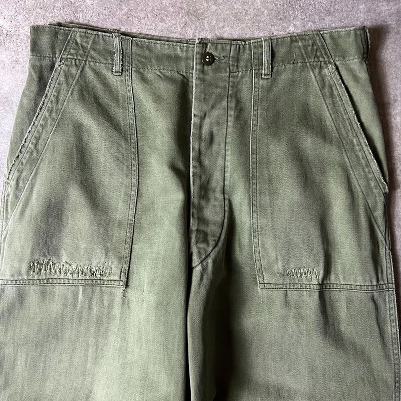 雰囲気系 60s US ARMY 米軍実物 コットン サテン ベイカー パンツ L