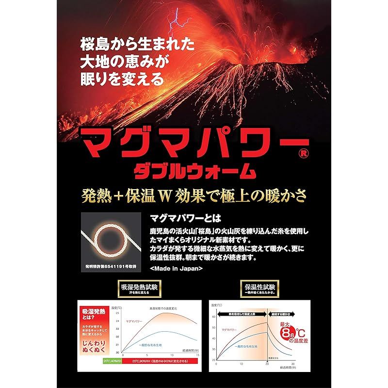 マグマパワー ダブルウォーム 毛布 シングル ピンク 鹿児島県桜島の火山灰を練りこんだ発熱寝具 吸湿発熱 静電気防止 軽量 防寒 眠りの専門店マイまくら 毛布 シングル ピンク 1