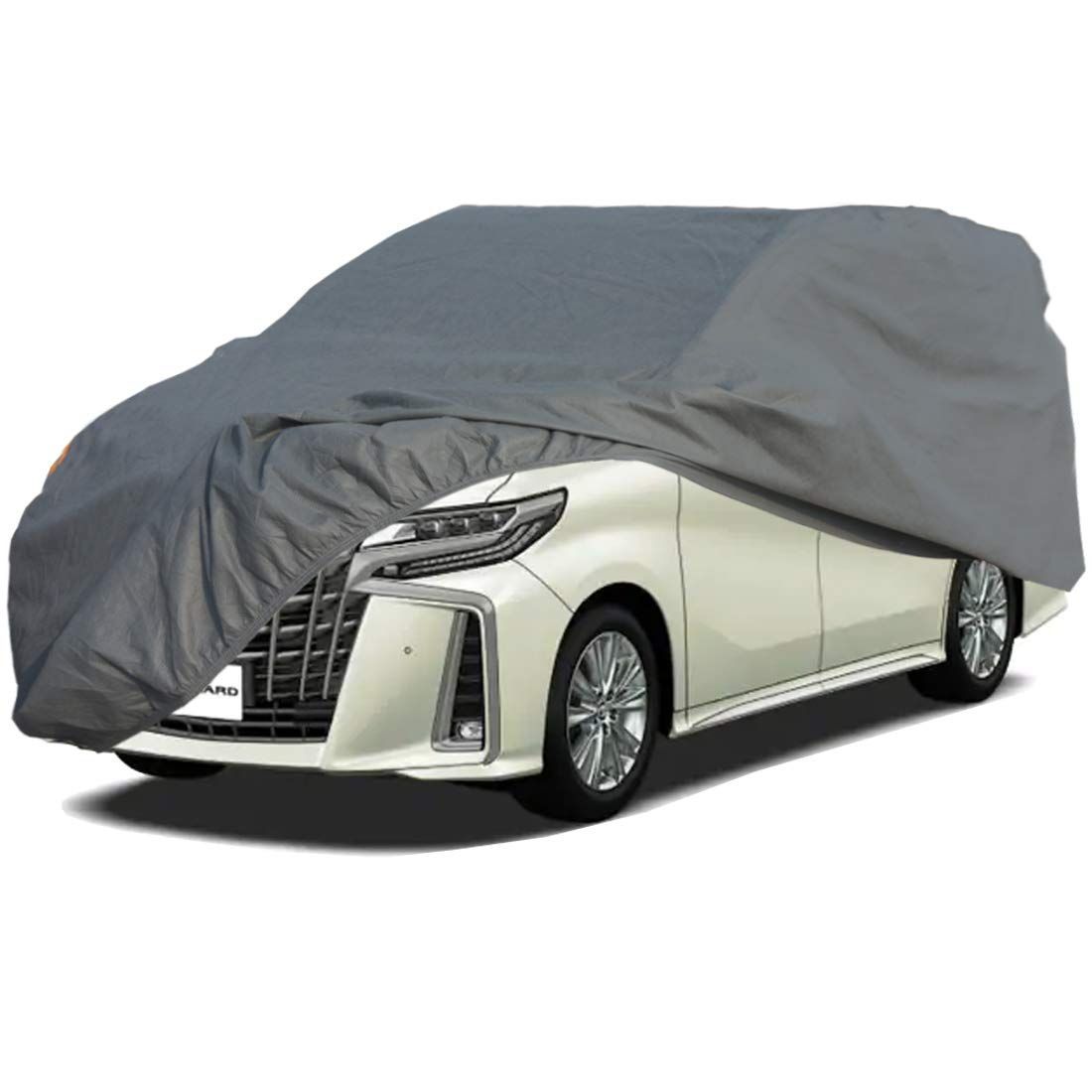 525*190*175CM_グレー 車 カバー ミニバン SUV|MPV対応 ボディーカバー 自動車カバー 裏起毛 4層構造 台風対策 防水防塵防輻射紫外線 不織布 525*190*170CM グレー