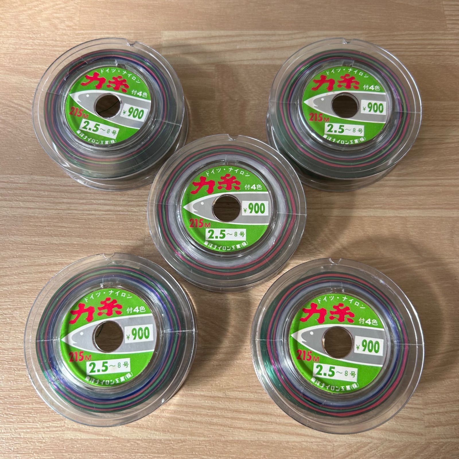 東洋ナイロン工業 ドイツ・ナイロン 力糸 付4色 2.5~8号 215m 5個