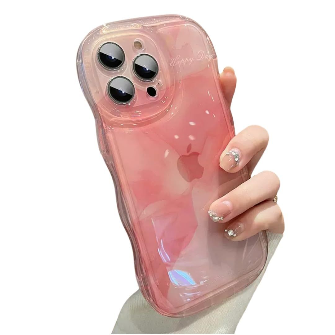 iPhone 15 ケース 大理石柄 ウェーブ 波型 可愛い 韓国 アイフォン15 ケース 半透明 マーブル 水墨画 ぼかし 大理石柄 グラデーション 女性向け お洒落ピンク