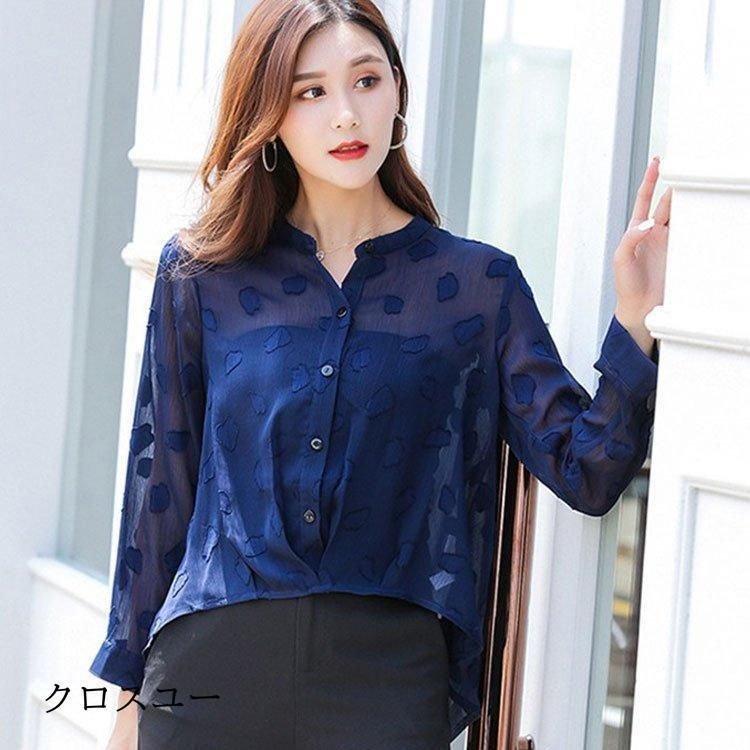 レディースシャツ 春 夏 秋 ブラウス おしゃれ 韓国風 シフォン トップス 婦人 カジュアル 定番 オフィス 通勤 通学 細身 20代 30代 40代