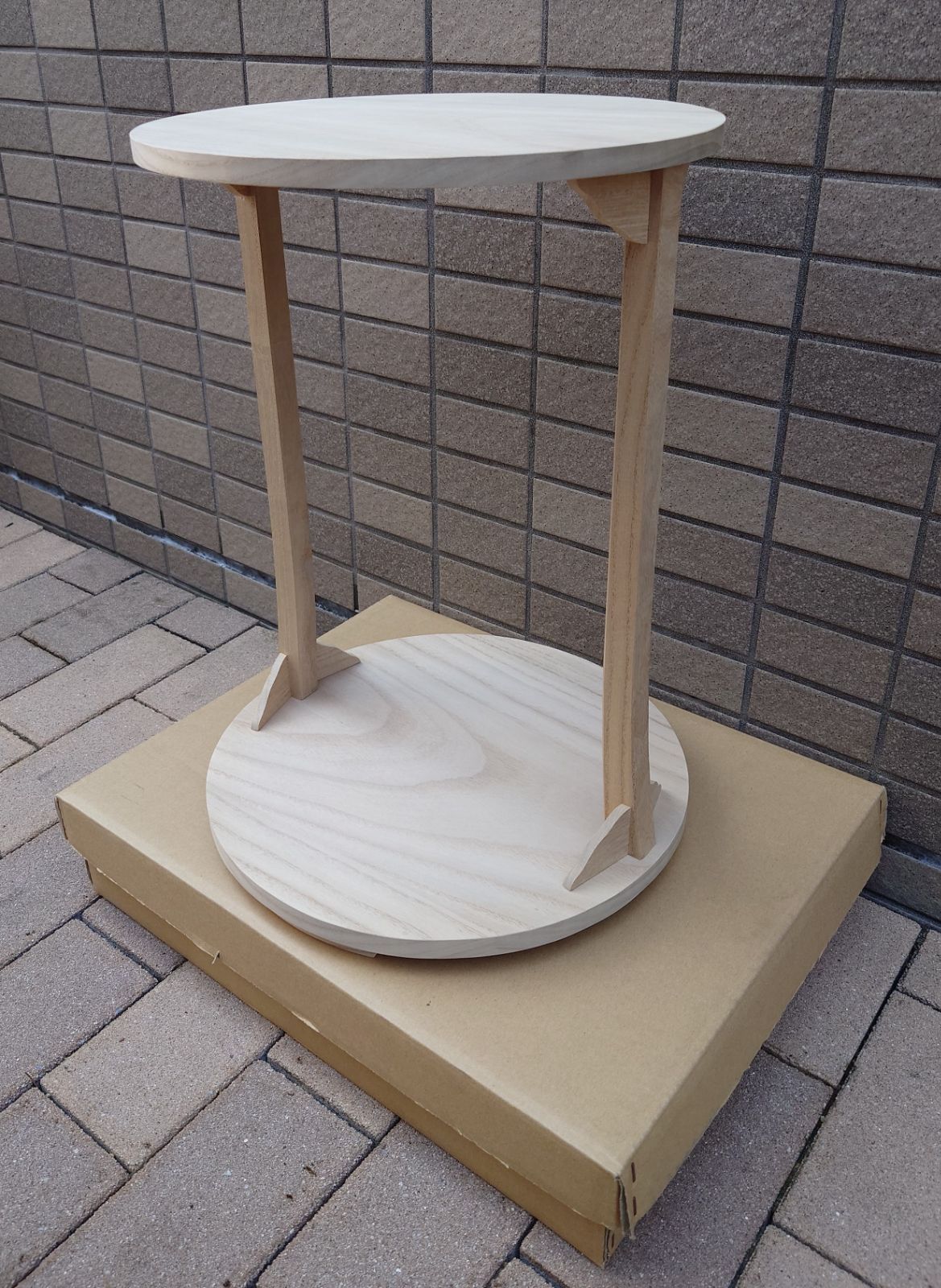 逢絢亭】茶道具 棚物 丸卓 組立式 利休好写 トップ 木地 木製 昇雅作