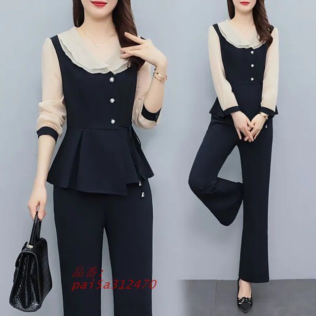 パーティードレス かっこいい パンツドレス セットアップ レディース おしゃれ お呼ばれ 大きいサイズ 5L ドレス 結婚式 長袖 パンツ 3L 4L パンツスーツ pai5a312470