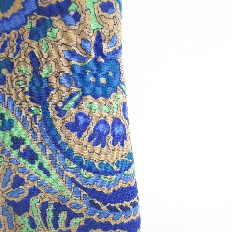 SOEJU ソージュ ペイズリー柄 ロング丈 ワイドパンツ M 青系 ブルー ポケット DECORATOM_COM_BR