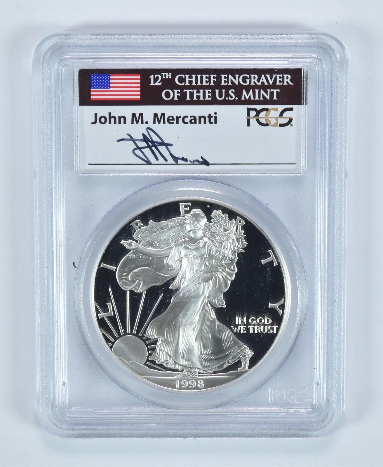 1998-P アメリカン シルバー イーグル メルカンティ サイン入り PR69 DCAM PCGS