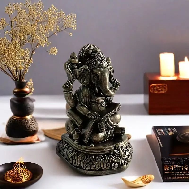 ガネーシャ 置物 像 オブジェ 白 ホワイト 黒 ブラック 財運 金運 運気