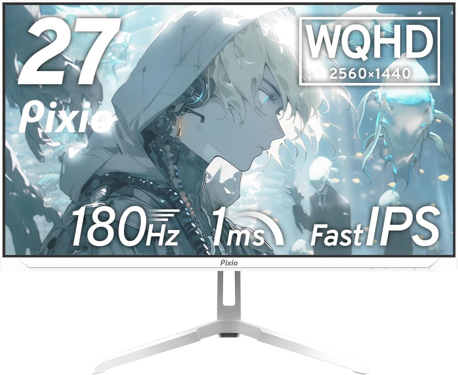 【美品】Pixio PX278 WAVE White ゲーミングモニター 27インチ 180Hz WQHD ホワイト