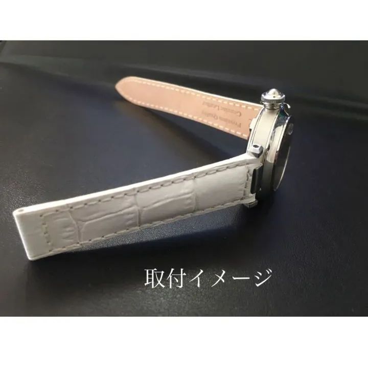 18mm 腕時計 凹型 革 イタリアンカーフレザーベルト ホワイト 白 【対応】カルティエ パシャC/35 Cartier - メルカリ