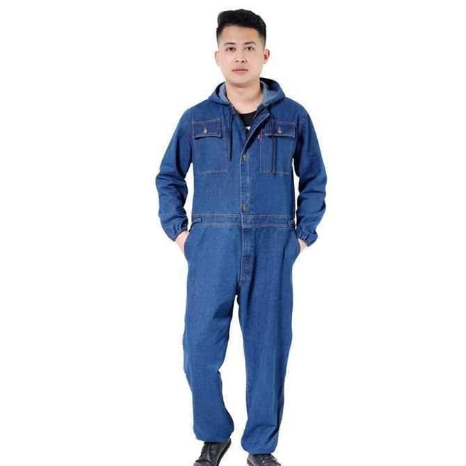 防寒つなぎ デニム作業服 作業着セットアップ メンズ オーバーオール ジャケット+ズボン おしゃれ ワークウェア 現場作業 ワークマン