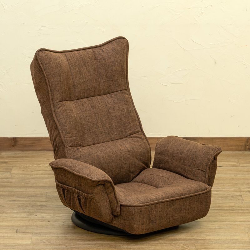 回転式ファブリック肘付き座椅子　ブラウン 回転式ファブリック肘付き座椅子 ブラウン 回転式 ファブリック 肘付き座椅