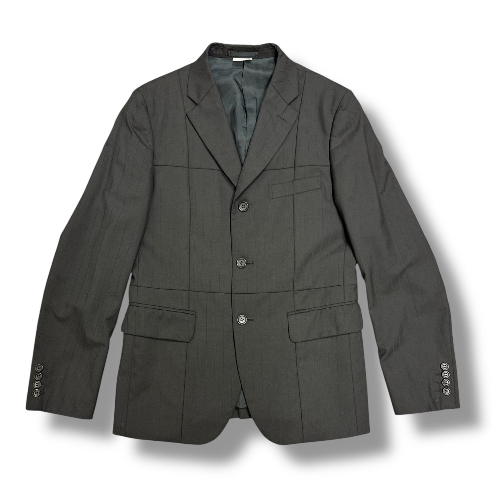 コムデギャルソンオムドゥ セットアップ 3B ストライプ スーツ ペイズリー裏地 COMME des GARCONS HOMME DEUX AD2022 ストライプセットアップ
