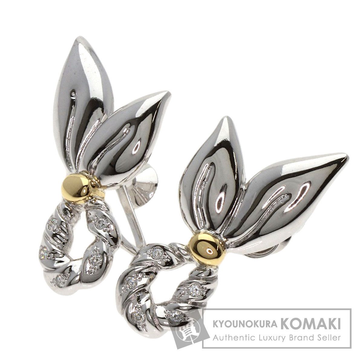 MIKIMOTO ミキモト ダイヤモンド イヤリング K14WG K18YG レディース