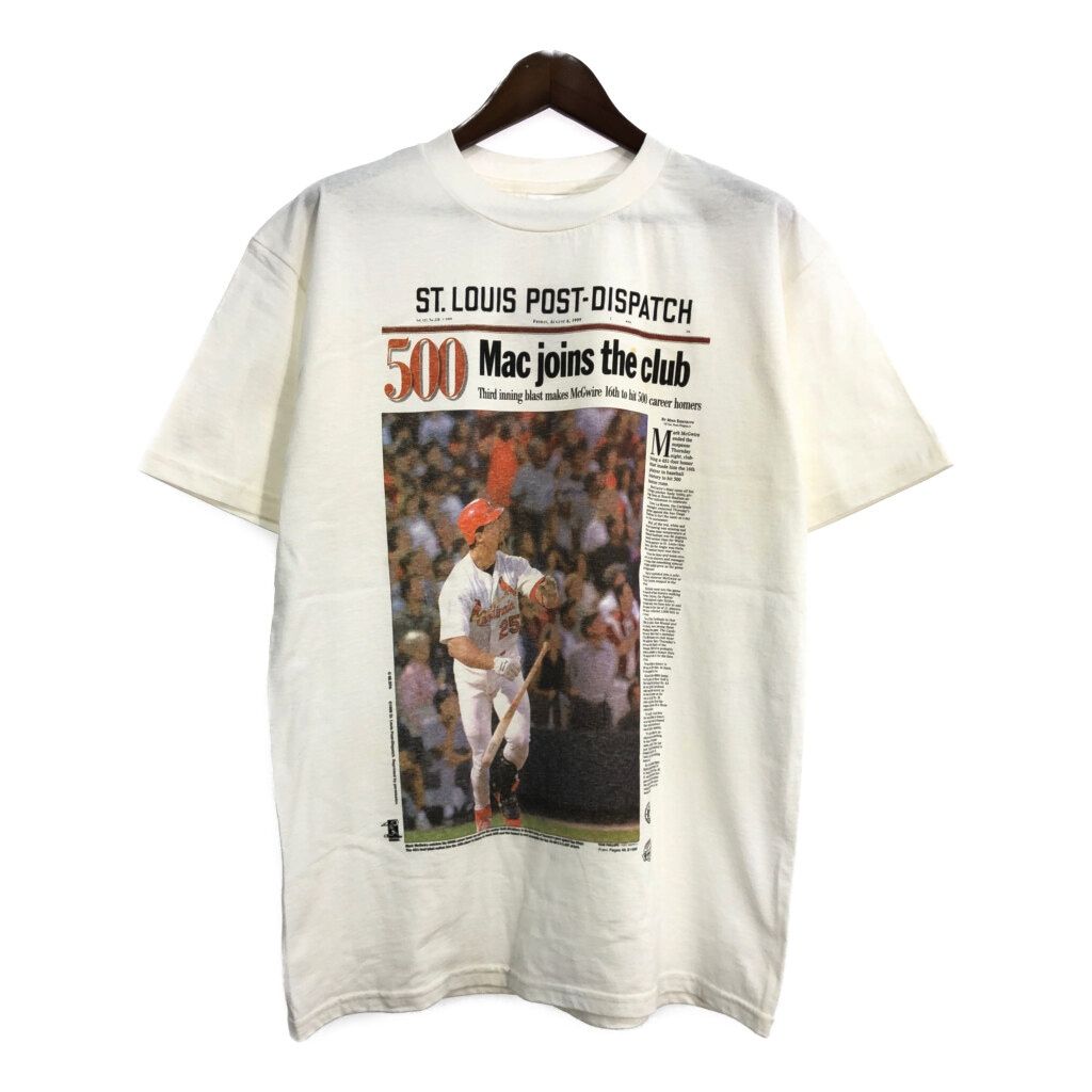 90年代 MLB セントルイス カージナルス マーク マグワイア ニュースペーパー Ｔシャツ メンズ L 古着 U0232