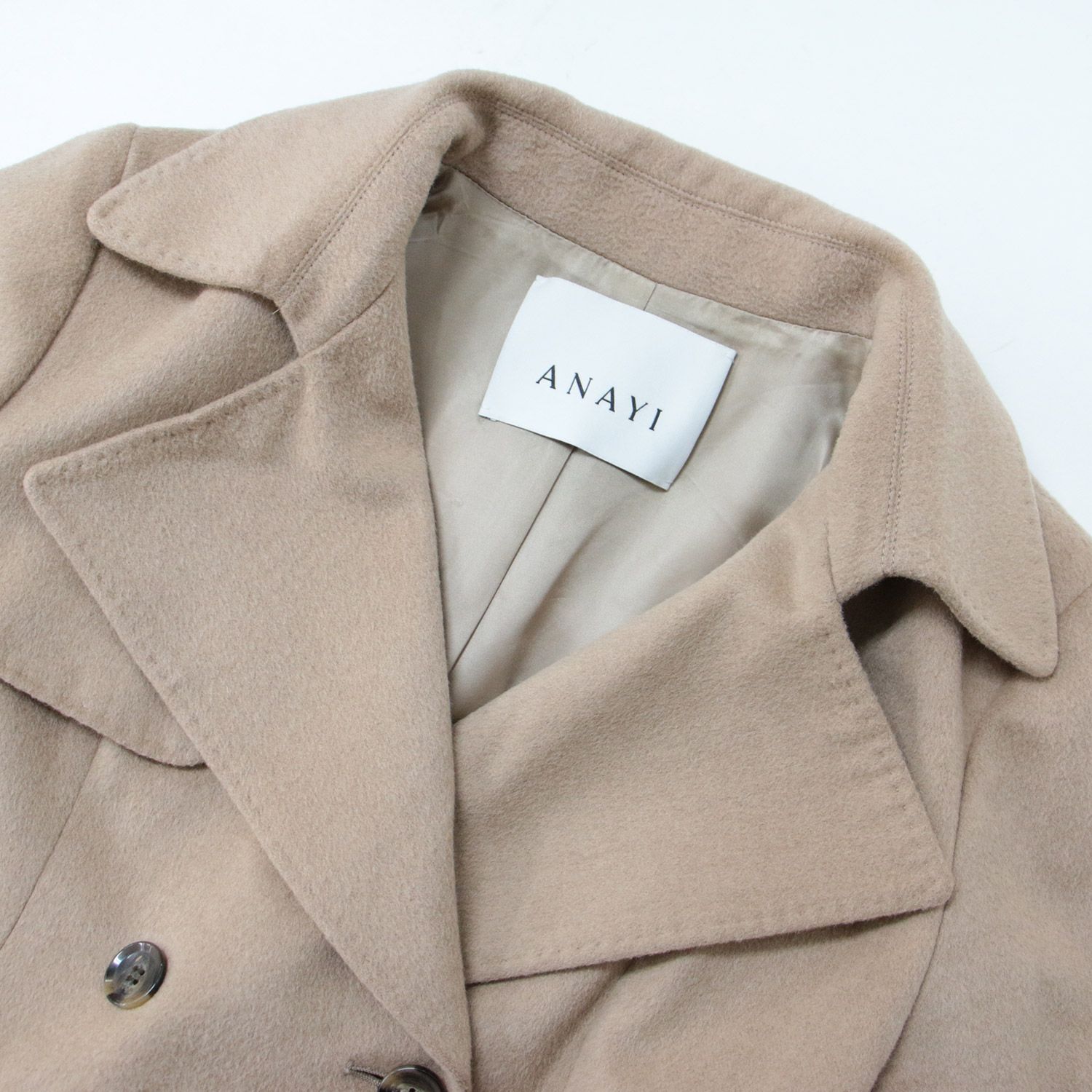 ANAYI アナイ ロング ウール カシミヤ コート 長袖 キャメル 38