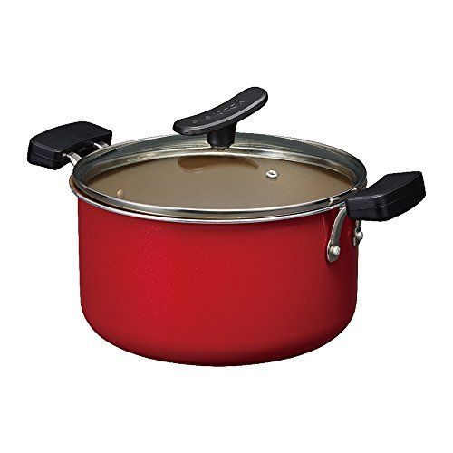Size 4.7 L 直径 21 cm_PatternName レッド エバークック 両手鍋 22 cm IH対応 ガラス蓋付き ドウシシャ