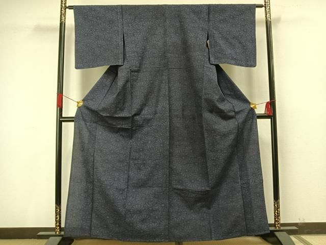 平和屋着物▽上質な紬 単衣 花尽くし 正絹 逸品 AAAU8673fy