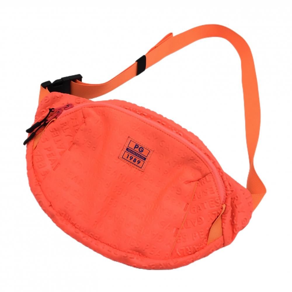 超美品】パーリーゲイツ ウエストポーチ 蛍光オレンジ 立体ロゴ