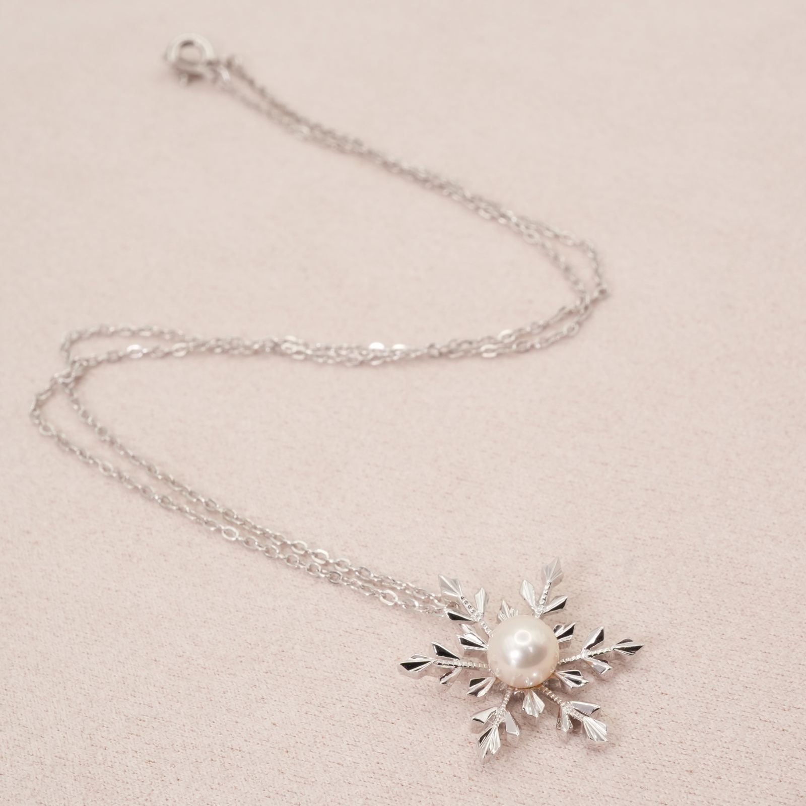 美品 ミキモト 雪の結晶 シルバー ネックレス パール/25-912S