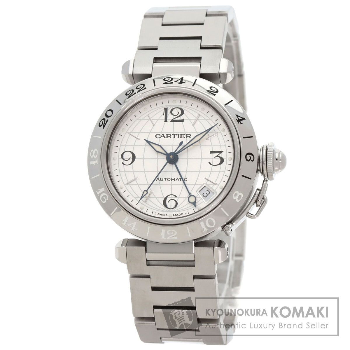CARTIER カルティエ W31078M7 パシャC メリディアン GMT 腕時計 SS SS ボーイズ