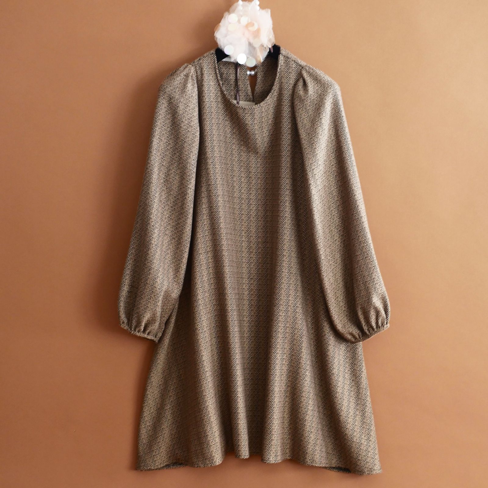 dt118|フィレンツェの新ブランド トダミ Made in Italy 繊細なヘリンボーン柄|25-26秋冬|ワンピース