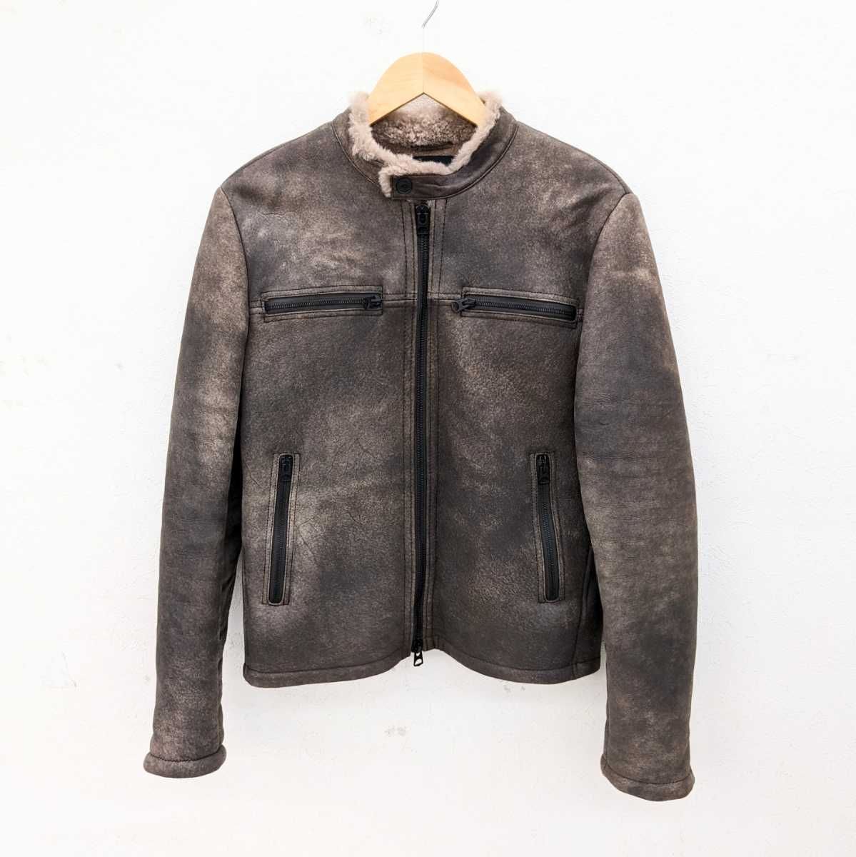 美品 REPLAY リプレイ Leather biker jacket レザーバイカージャケット 