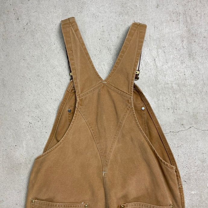 【90s】カーハート　オーバーオール　w36 ベージュ　ダック地　ダブルニー 90年代 USA製 Carhartt カーハート ダック地 オーバーオール