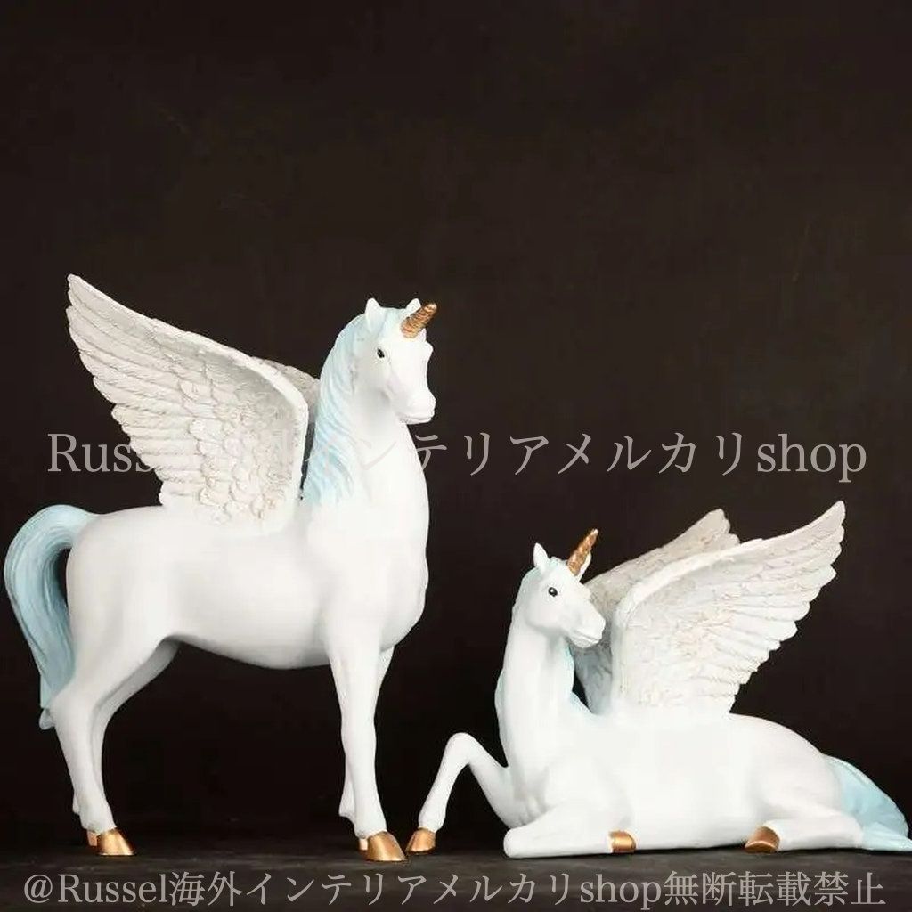 ガーデンオブジェ ユニコーン ホワイト 馬 ファンタジー ペガサス 白