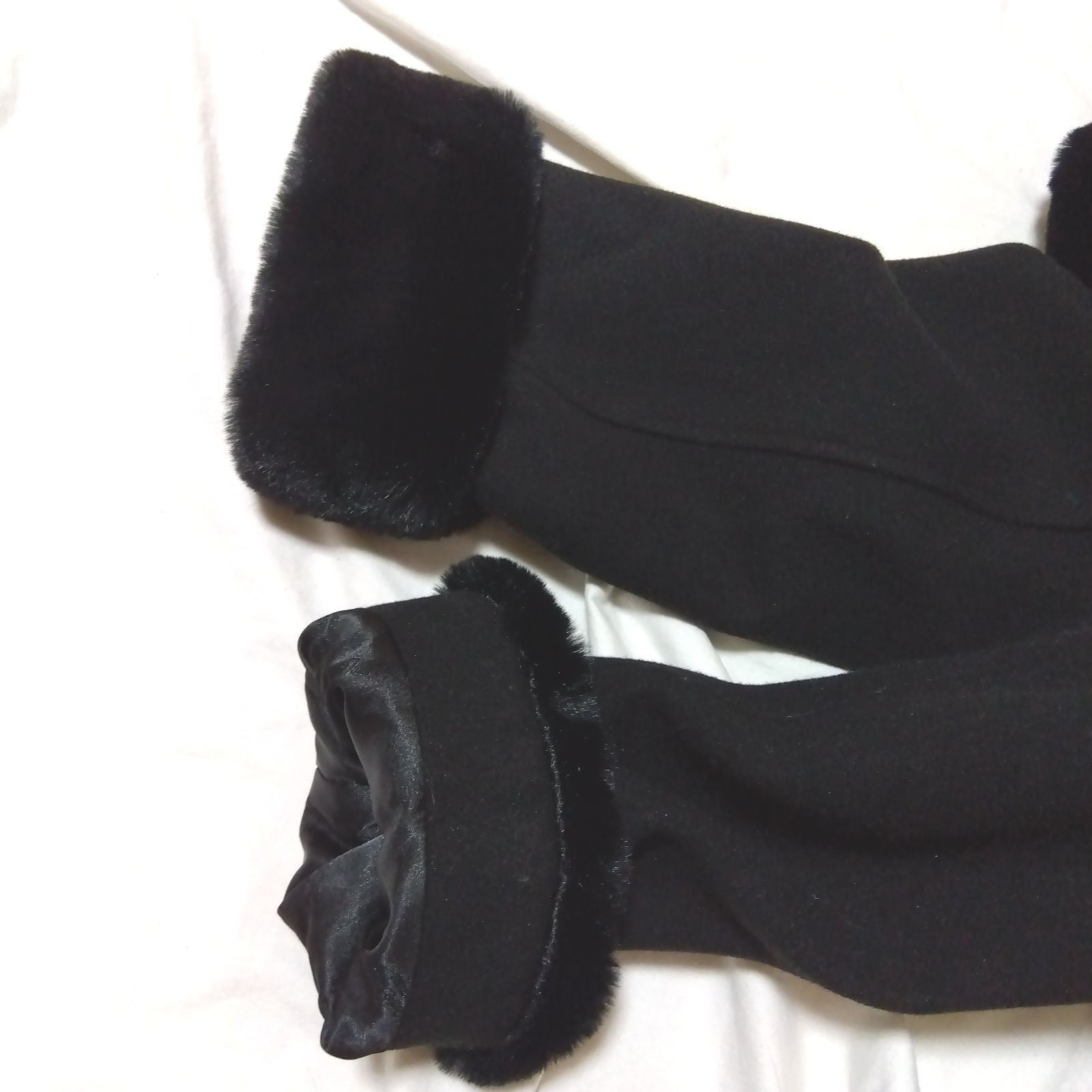 ミシェルマカロン ウエストリボンコート ファー ブラック フリーサイズ