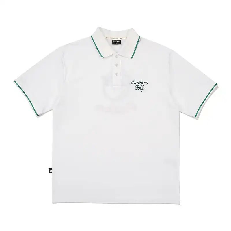 マルボンゴルフ  モックネック半袖シャツ　Malbon  ホワイト　XLサイズ