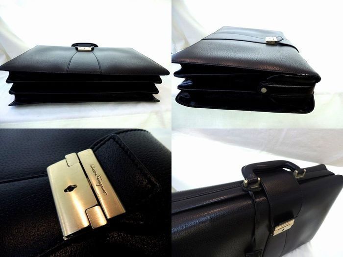 フェラガモ ブリーフケース ■ ダレスバッグ 書類鞄 レザー ブラック 黒