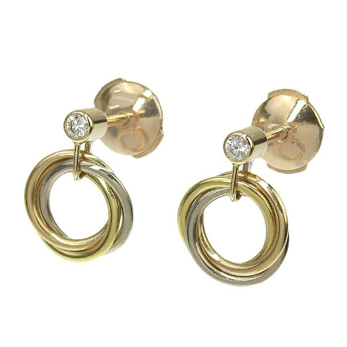 Cartier カルティエ ピアス K18YG K18WG K18PG トリニティピアス
