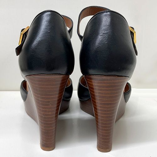 Céline ブラック オープントゥヒールサンダル37